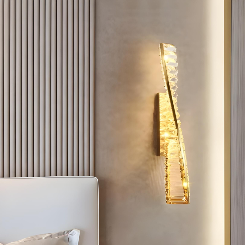 Applique Murale LED Dorée à Éclats de Cristal Haut de Gamme | Design Moderne Décoratif