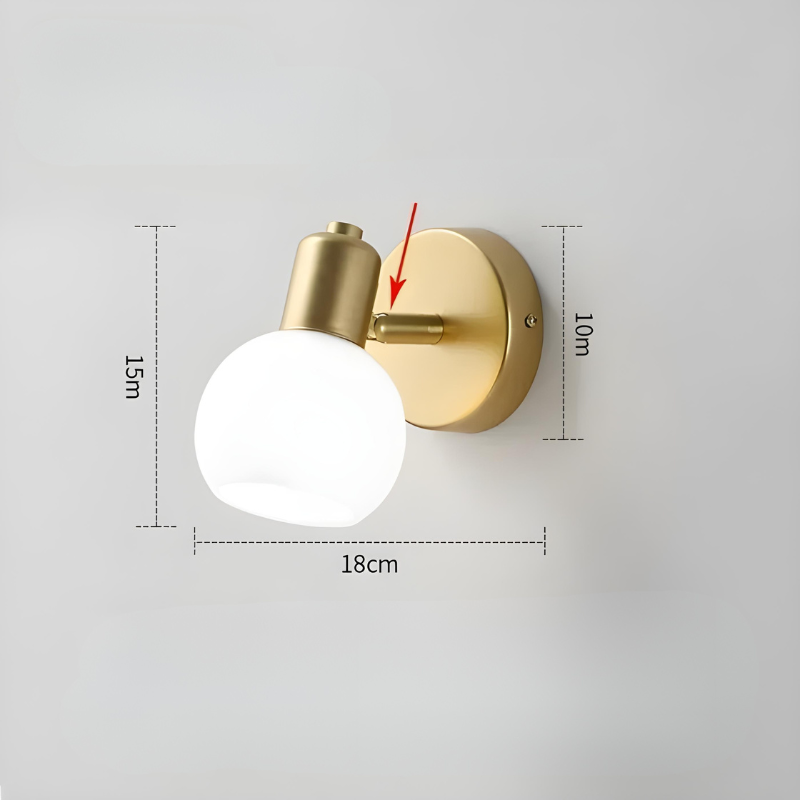 Applique Murale Salle de Bain LED Rotative en Métal et Verre