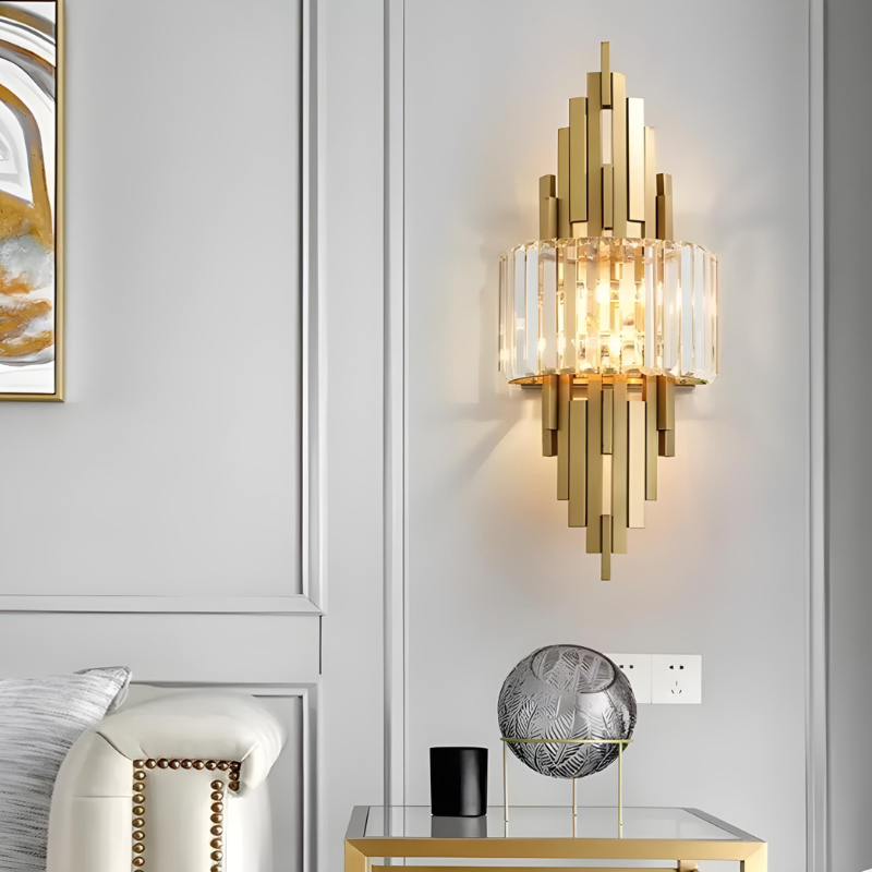 Applique Murale Cristal pour Salon Moderne | Design Doré Haut de Gamme