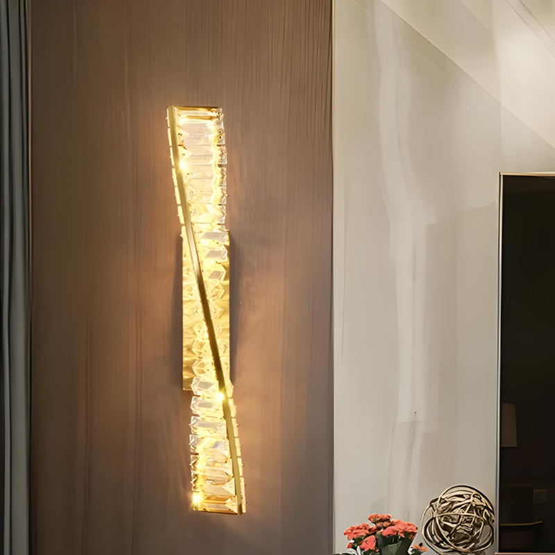 Applique Murale LED Dorée à Éclats de Cristal Haut de Gamme | Design Moderne Décoratif