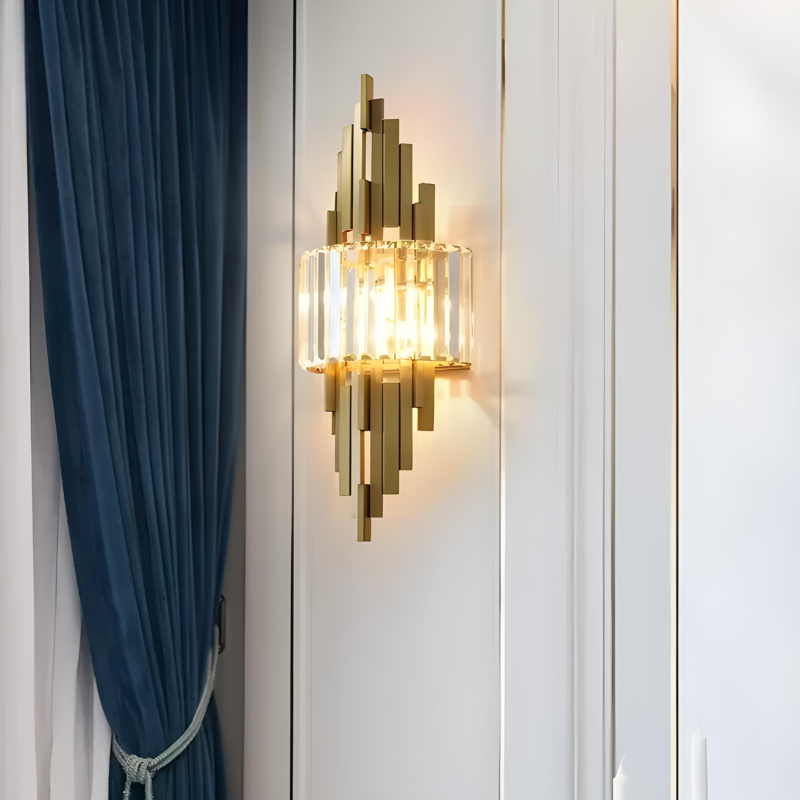 Applique Murale Cristal pour Salon Moderne | Design Doré Haut de Gamme