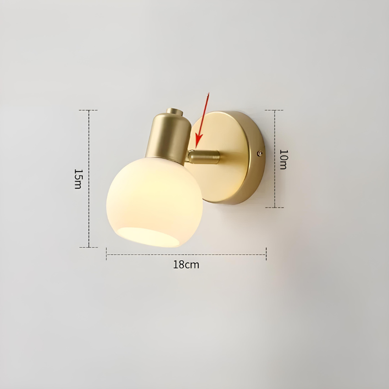 Applique Murale Salle de Bain LED Rotative en Métal et Verre