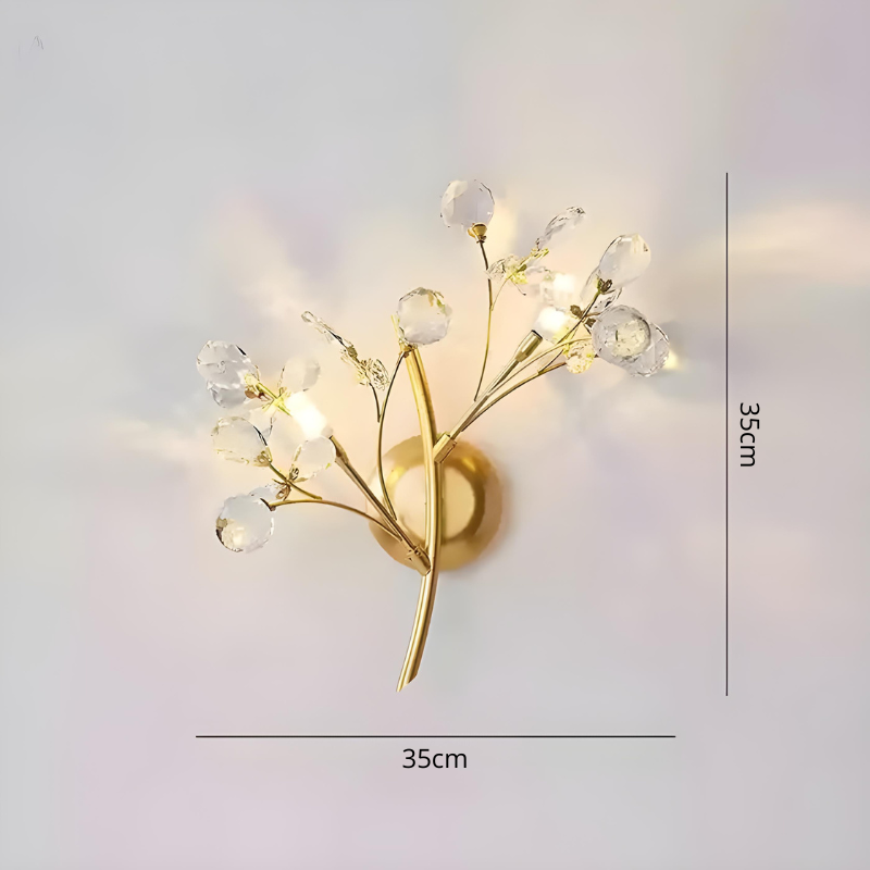 Applique Murale Cristal Design Moderne Haut de Gamme pour Salon | Branche Dorée