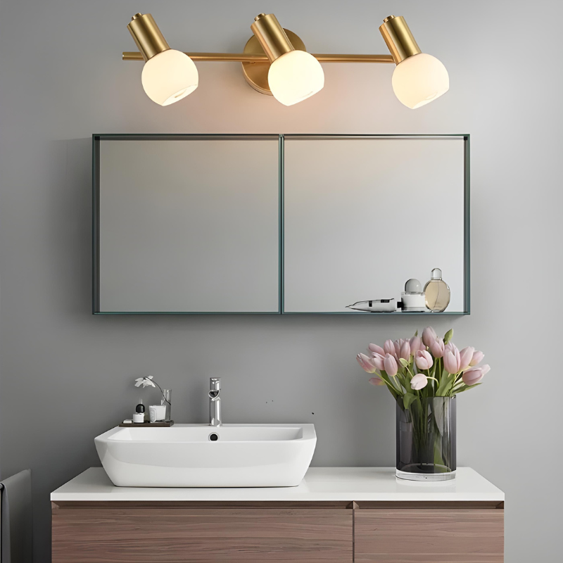 Applique Murale Salle de Bain LED Rotative en Métal et Verre