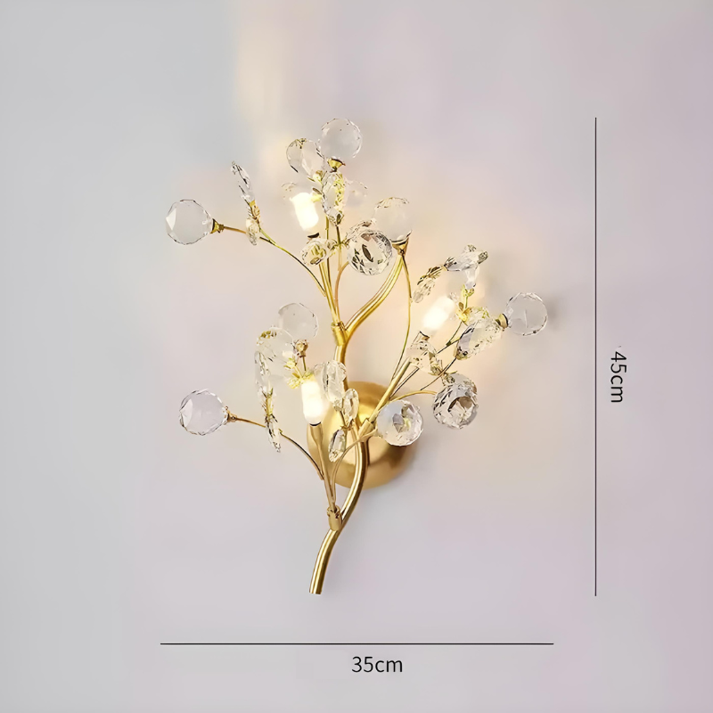Applique Murale Cristal Design Moderne Haut de Gamme pour Salon | Branche Dorée