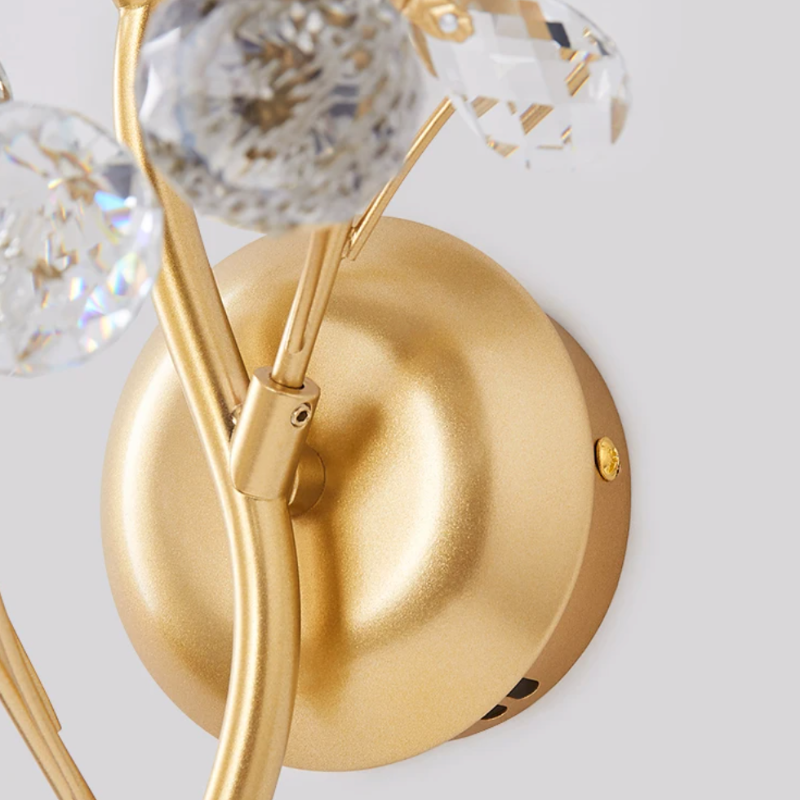 Applique Murale Cristal Design Moderne Haut de Gamme pour Salon | Branche Dorée