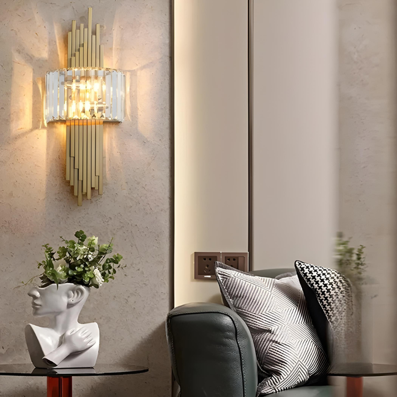 Applique Murale Cristal pour Salon Moderne | Design Doré Haut de Gamme