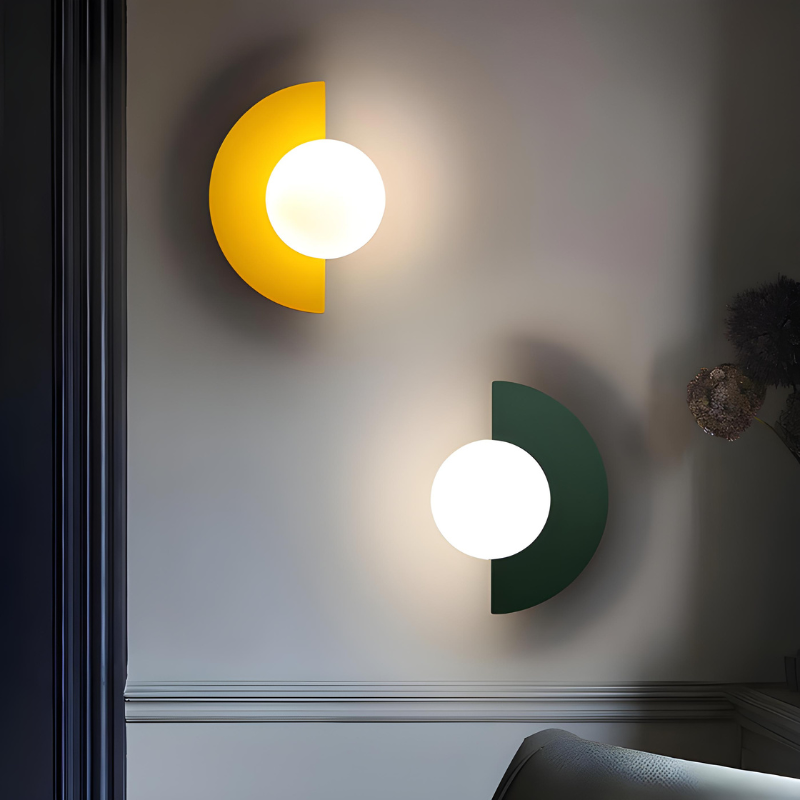 Applique Murale LED en Verre Coloré avec Interrupteur | Design Nordique Élégant