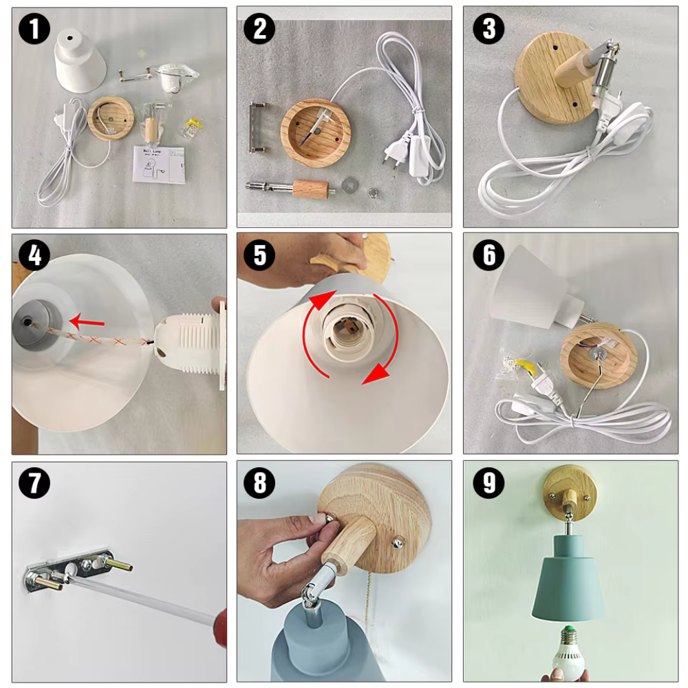 Applique Murale en Bois avec Interrupteur | Scandinave