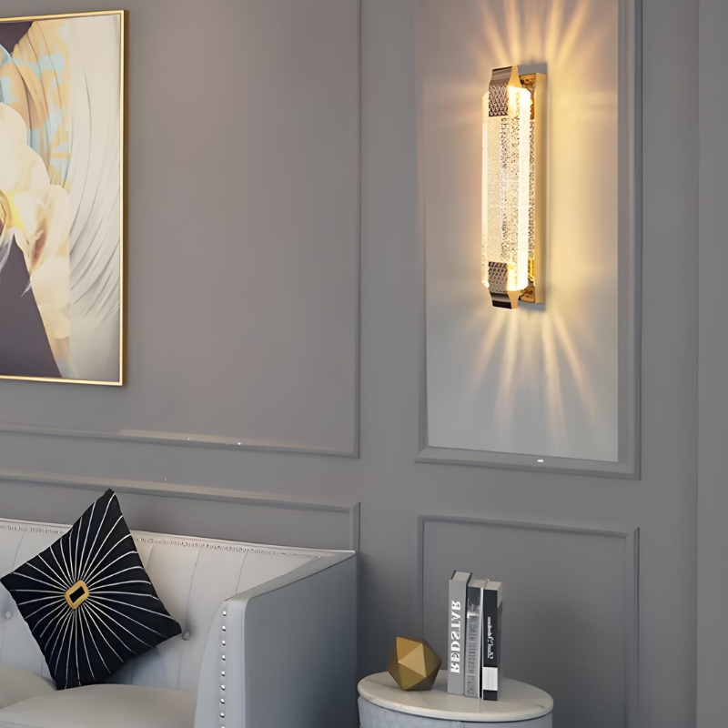 Applique Murale LED de Luxe en Cristal Doré | Éclat Moderne pour Intérieurs Haut de Gamme
