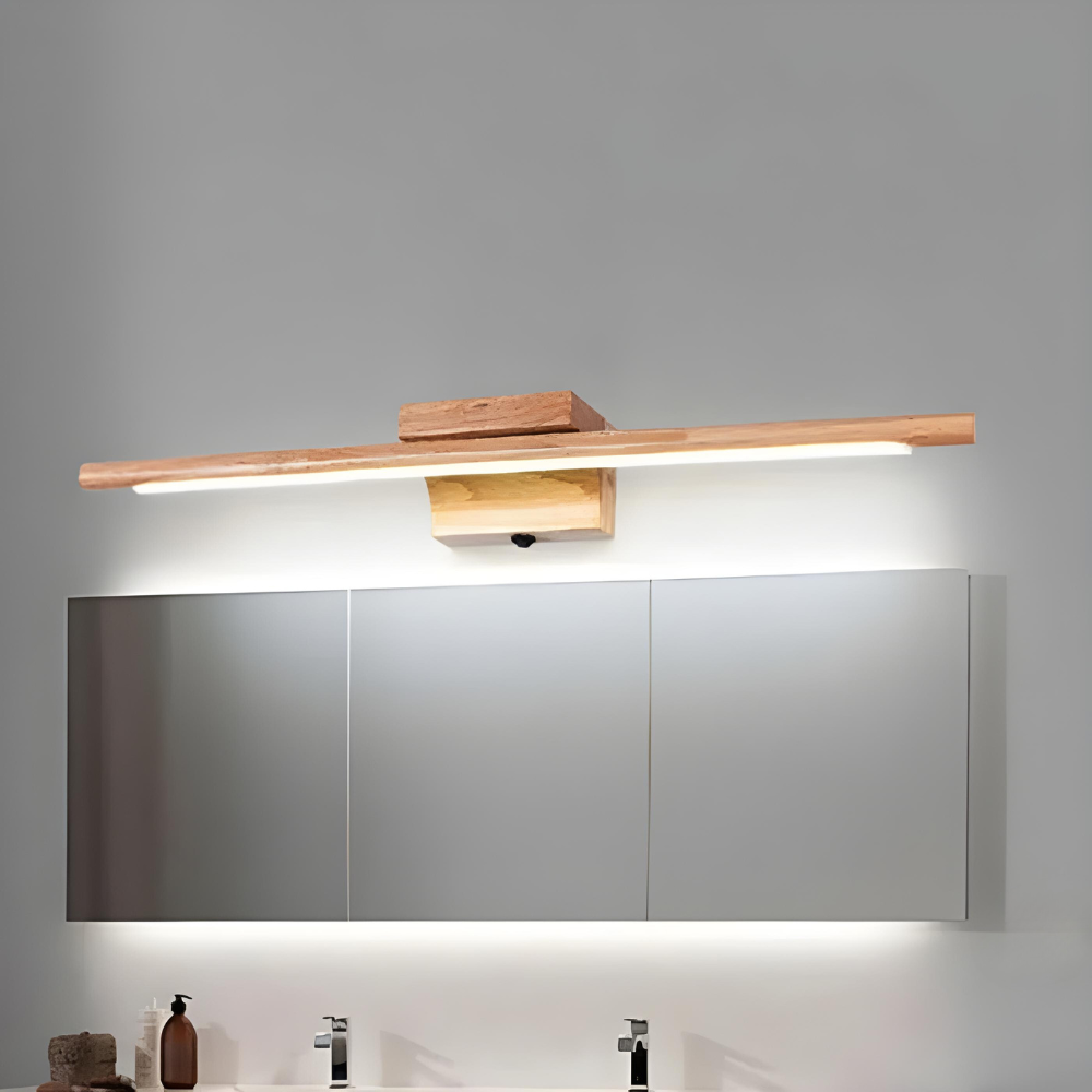 Applique Murale Salle de Bain avec Interrupteur en Bois Massif