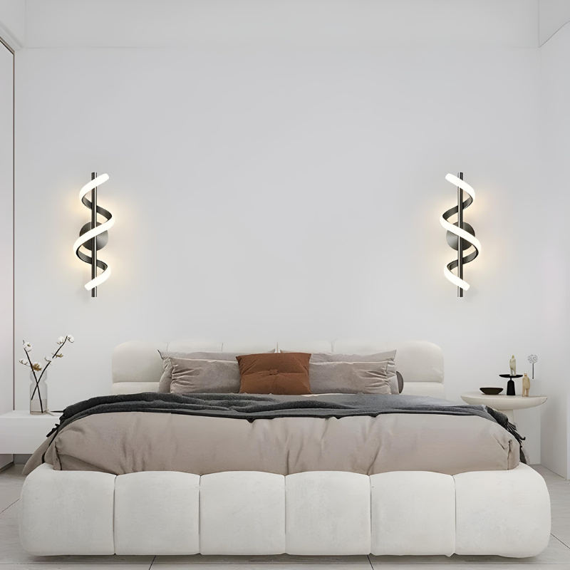 Applique Murale LED Luxe Noir, Blanc et Or