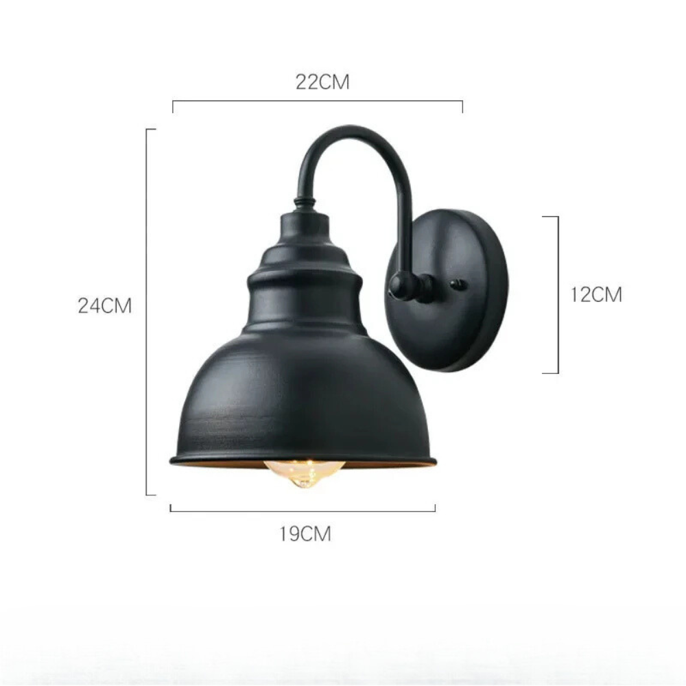 Applique Murale Extérieure Industrielle Rétro Étanche en Métal Vieilli