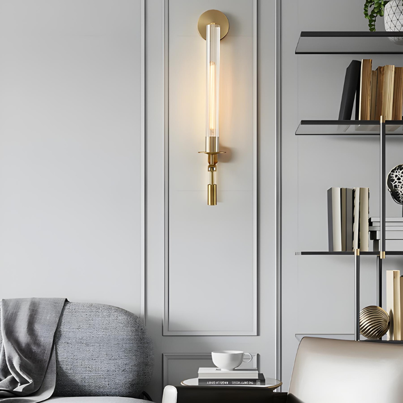 Applique Murale en Verre Canne Dorée Design | Look Hôtel Haut de Gamme