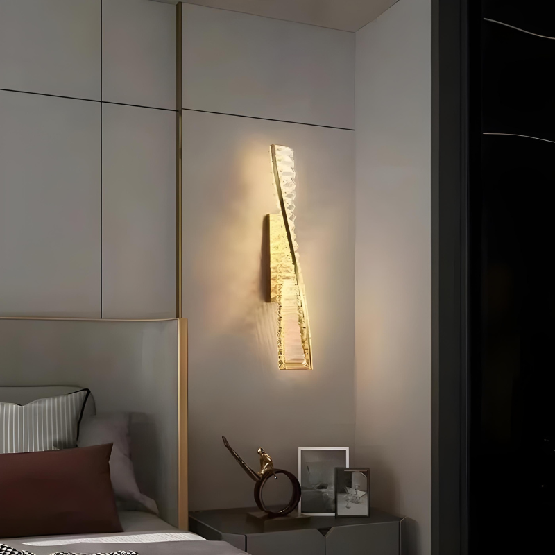 Applique Murale LED Dorée à Éclats de Cristal Haut de Gamme | Design Moderne Décoratif