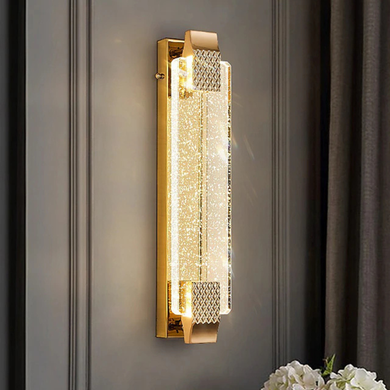 Applique Murale LED de Luxe en Cristal Doré | Éclat Moderne pour Intérieurs Haut de Gamme