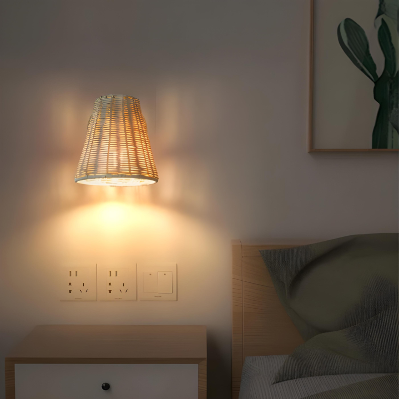 Applique Murale en Rotin Nordique et Rotative | Tissée à la Main