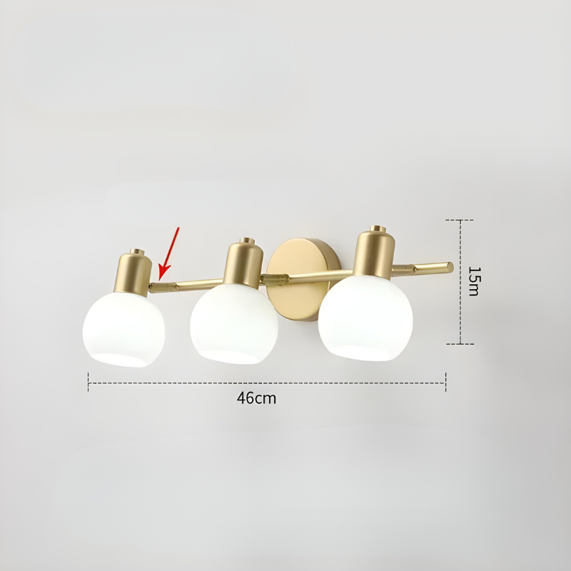 Applique Murale Salle de Bain LED Rotative en Métal et Verre