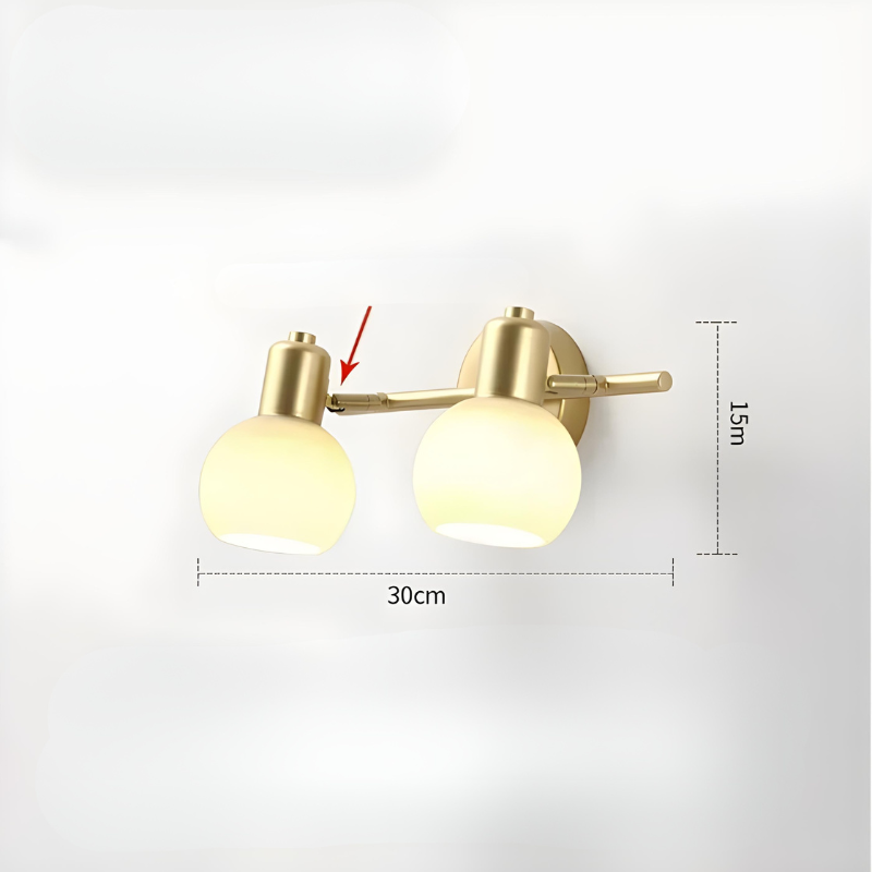 Applique Murale Salle de Bain LED Rotative en Métal et Verre