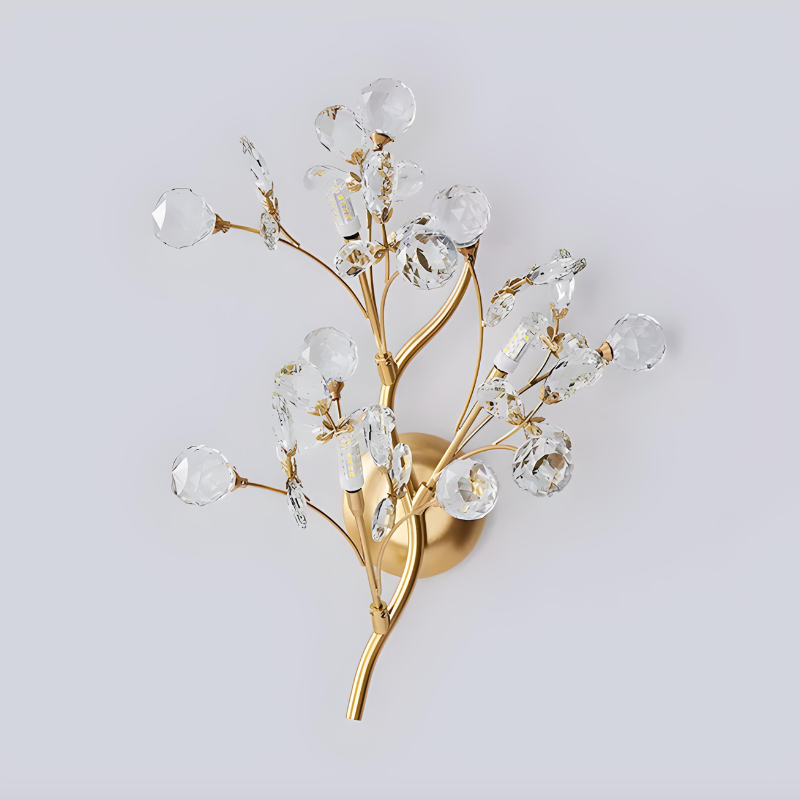 Applique Murale Cristal Design Moderne Haut de Gamme pour Salon | Branche Dorée