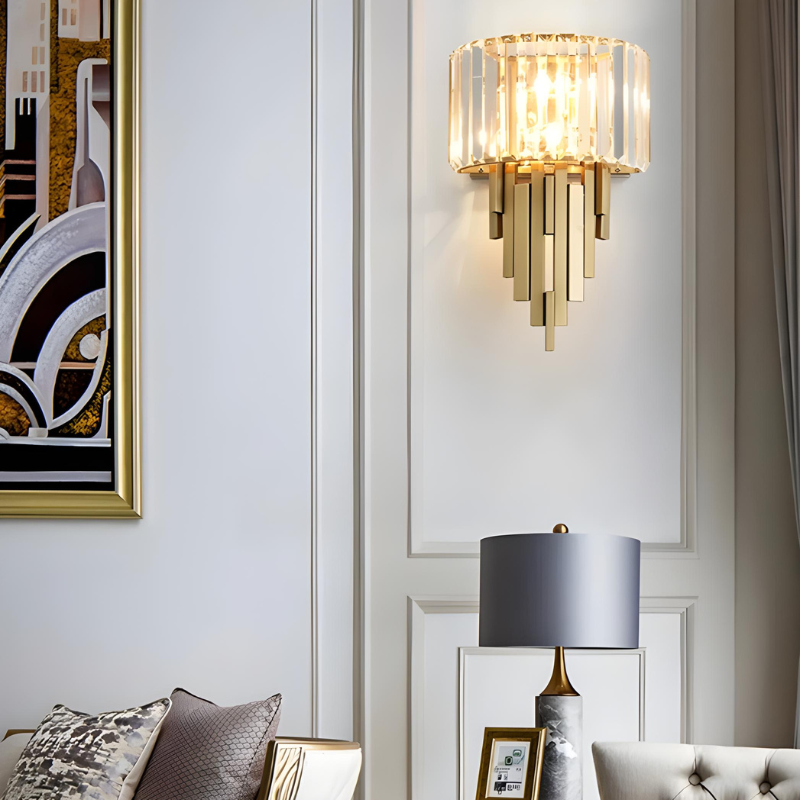 Applique Murale Cristal pour Salon Moderne | Design Doré Haut de Gamme