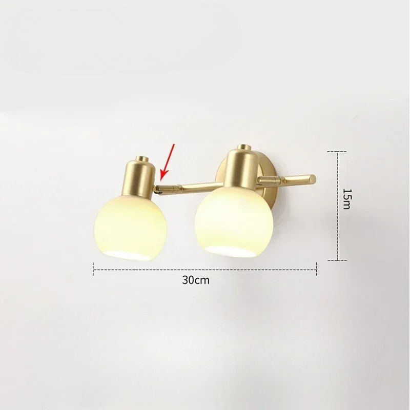 Applique Murale Salle de Bain LED Rotative en Métal et Verre