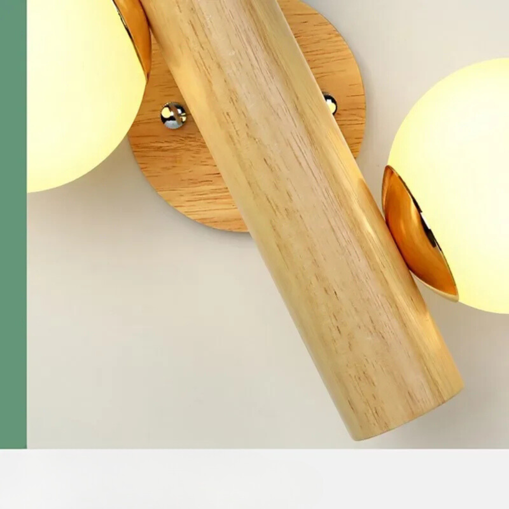 Applique Murale avec Interrupteur en Bois Massif | Boule de Verre