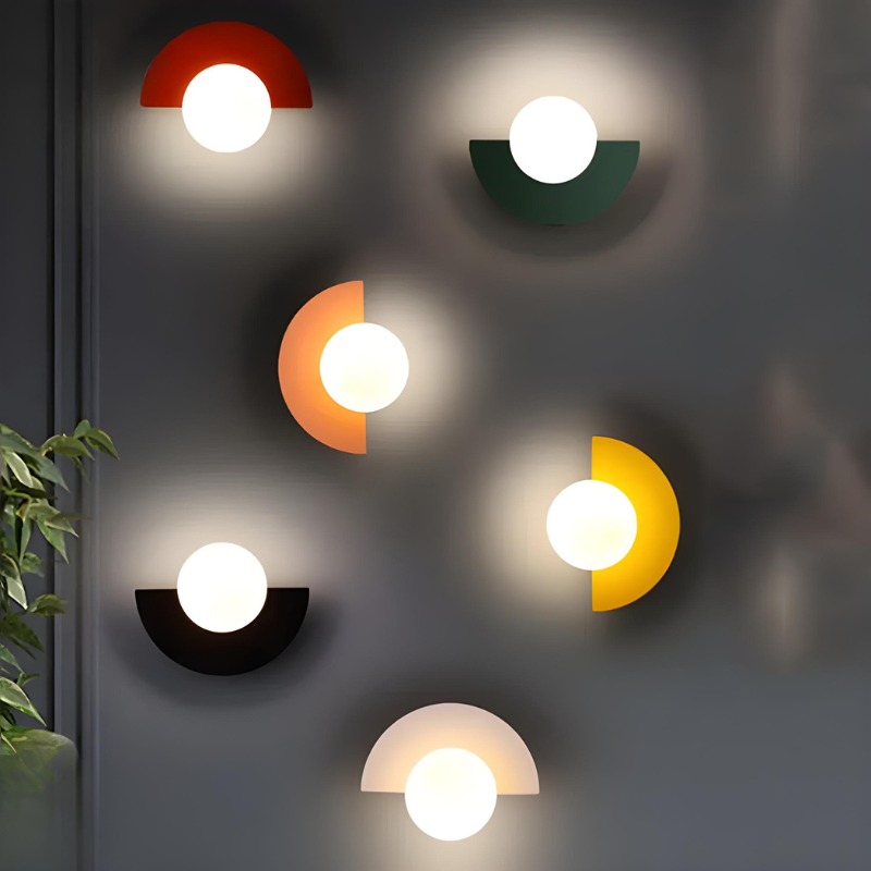Applique Murale LED en Verre Coloré avec Interrupteur | Design Nordique Élégant