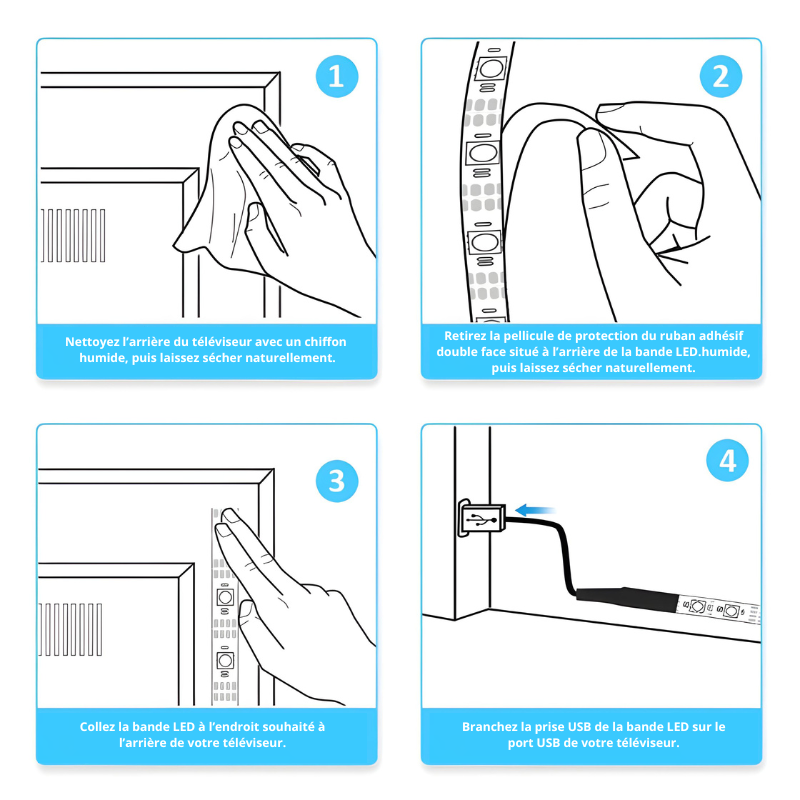 Bande LED avec contrôle 3 touches | Lumière d’ambiance décorative