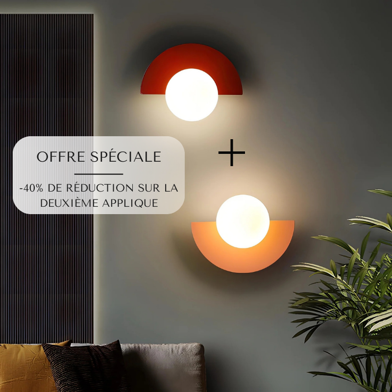 Applique Murale LED en Verre Coloré avec Interrupteur | Design Nordique Élégant
