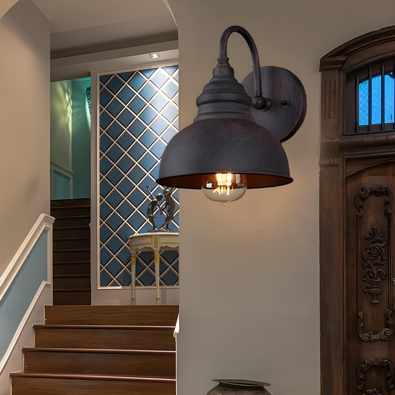 Applique Murale Extérieure Industrielle Rétro Étanche en Métal Vieilli