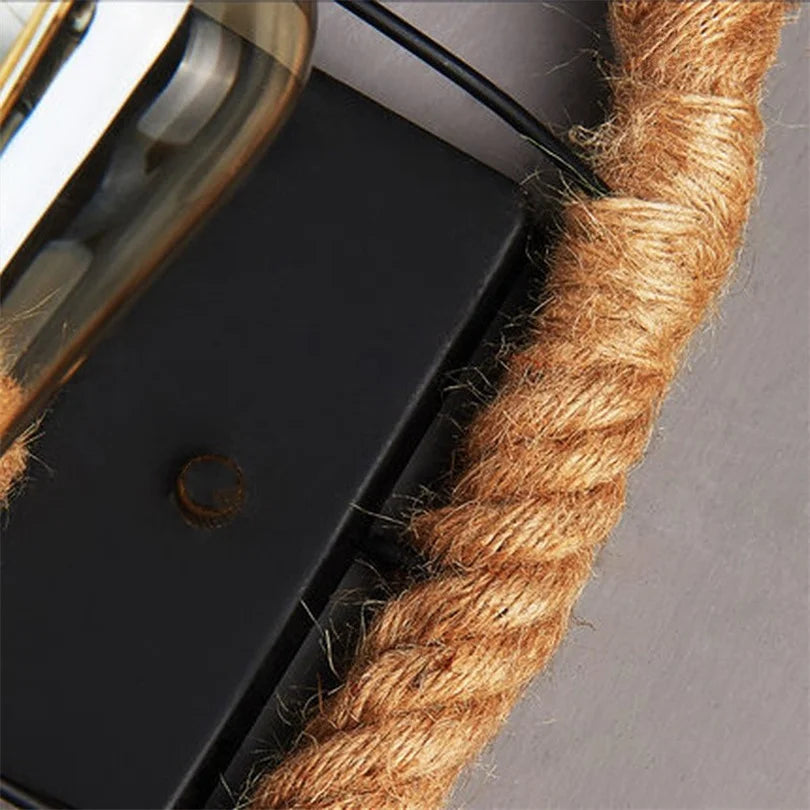 Applique Murale Industrielle Vintage en Corde de Chanvre