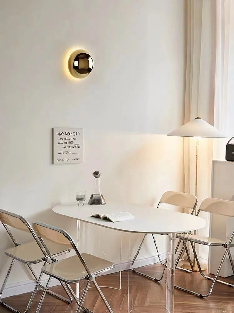 Applique Murale Salon Circulaire Nordique Minimaliste en Argent Plaqué