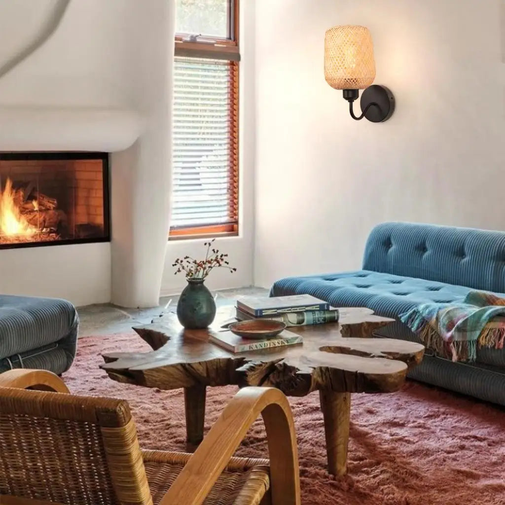 Applique Murale Rotin et Bambou | Vintage Industriel