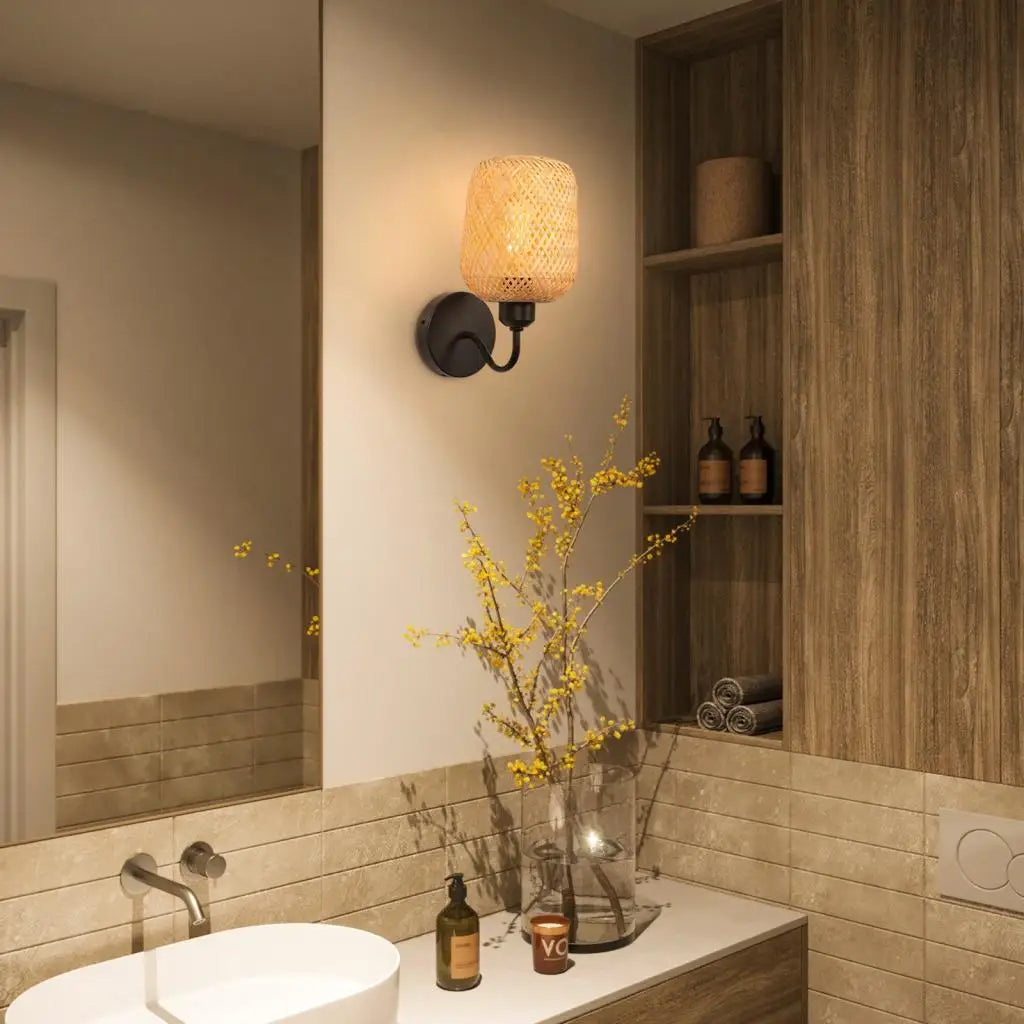 Applique Murale Rotin et Bambou | Vintage Industriel