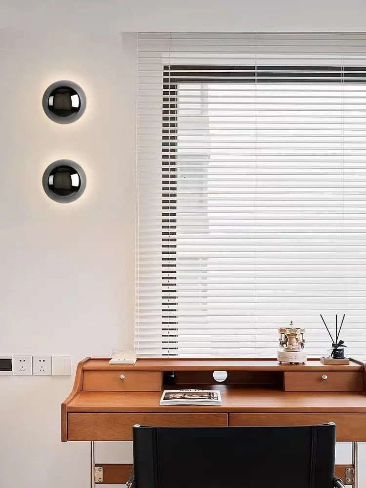 Applique Murale Salon Circulaire Nordique Minimaliste en Argent Plaqué