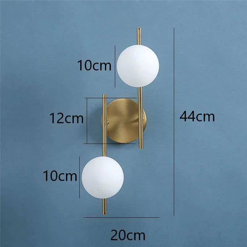 Applique Murale LED Moderne en Verre et Métal | Double Sphère