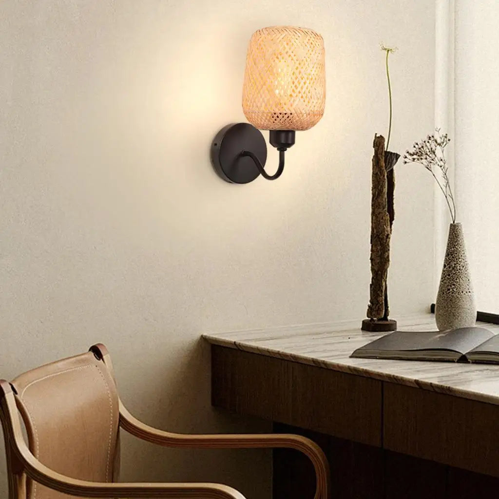 Applique Murale Rotin et Bambou | Vintage Industriel