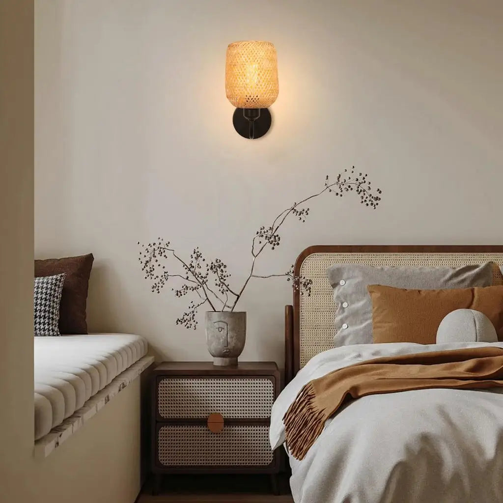 Applique Murale Rotin et Bambou | Vintage Industriel